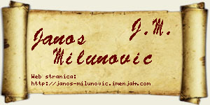 Janoš Milunović vizit kartica